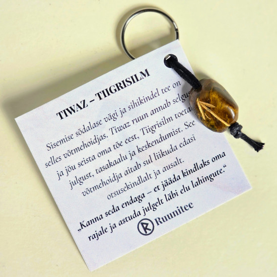 Tiwaz ruunivõtmehoidja - Tiigrisilm Tiwaz ruunivõtmehoidja - Tiigrisilm